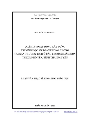 Quản Lý An Toàn Trường Học Mầm Non Tại Thị Xã Phổ Yên,
