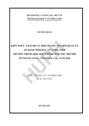 Kiến Thức và Thái Độ Về An Toàn Tình Dục Của Học Sinh