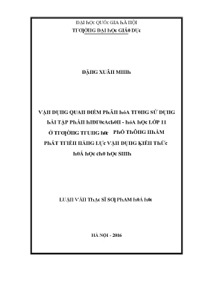 Hướng Dẫn Sử Dụng Bài Tập Hóa Học Lớp 11 Tại Đại Học