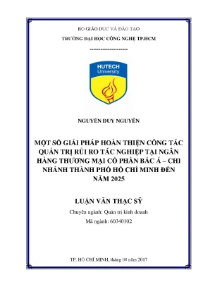 Giải Pháp Quản Trị Rủi Ro Tác Nghiệp Tại Ngân Hàng Bắc Á