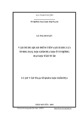 Vận Dụng Quan Điểm Tiếp Cận Năng Lực Trong Dạy Học Tại 