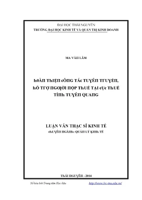 Quản lý thuế tại tỉnh Thái Nguyên: Phân tích và đánh giá