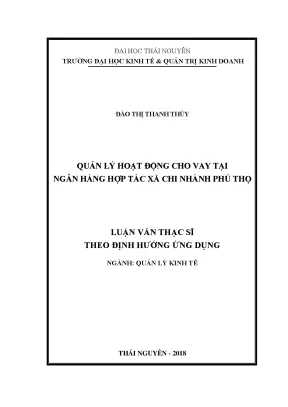 Quản Lý Hoạt Động Cho Vay Tại Ngân Hàng Hợp Tác Xã Phú Thọ