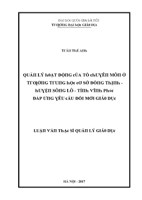 Quản lý hoạt động tổ chuyên môn tại trường THCS Đồng
