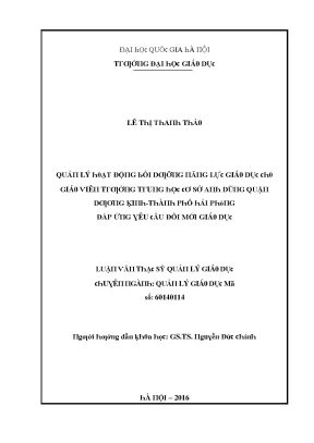 Bồi Dưỡng Năng Lực Giáo Dục Cho Giáo Viên Trường THCS