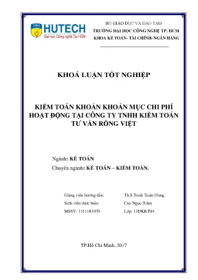 Khóa Luận Tốt Nghiệp Kiểm Toán Chi Phí Hoạt Động Tại