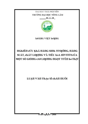 Nghiên Cứu Về Chất Lượng Thịt Lợn Tại Trường Đại Học 