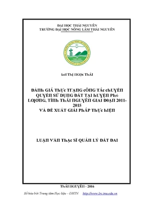 Đánh giá công tác chuyển quyền sử dụng đất tại huyện Phú