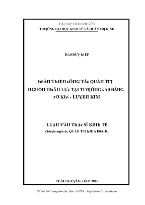 Cải tiến quản trị nguồn nhân lực tại trường cao đẳng cơ