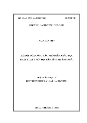 Xã Hội Hóa Công Tác Phổ Biến Giáo Dục Pháp Luật Tại