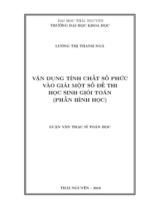 Vận Dụng Số Phức Trong Giải Bài Tập Hình Học Cho Học