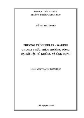 Nghiên Cứu Phương Trình Euler - Waring Cho Đa Thức Trên