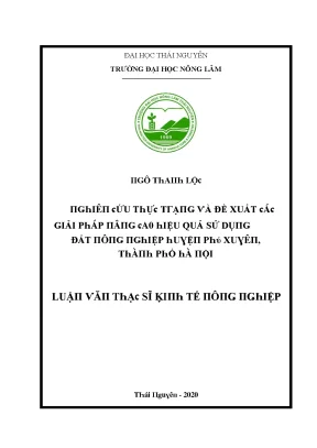 Đề Xuất Giải Pháp Hiệu Quả Sử Dụng Đất Nông Nghiệp Tại 