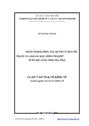 Cải thiện quản lý nguồn nhân lực tại các khu công nghiệp