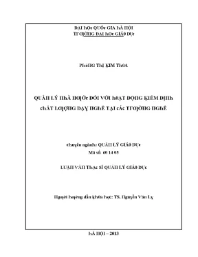 Quản Lý Giáo Dục Đại Học Giai Đoạn Hiện Nay Tại Hà Nội