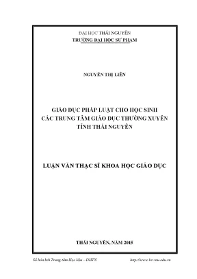 Giáo Dục Pháp Luật Cho Học Sinh Tại Trung Tâm Giáo Dục