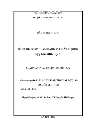 Nâng cao chất lượng dạy học sinh học 11 bằng phương pháp 
