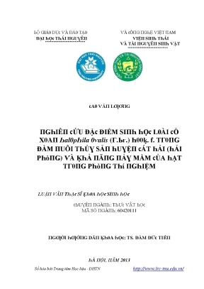 Nghiên cứu về hệ sinh thái biển và tài nguyên sinh vật