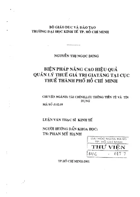 Giải Pháp Nâng Cao Hiệu Quả Quản Lý Thuế Giá Trị Gia