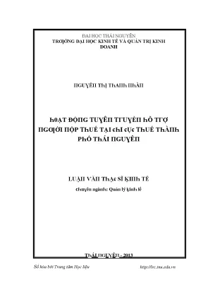 Quản lý thuế tại Thái Nguyên: Nghiên cứu và ứng dụng