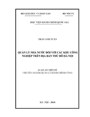 Quản lý nhà nước đối với khu công nghiệp tại Hà Nội: 