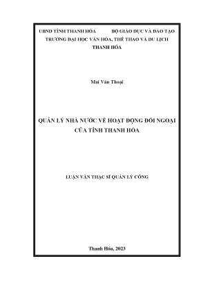 Quản Lý Nhà Nước và Hoạt Động Đối Ngoại Tỉnh Thanh Hóa