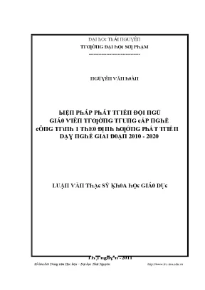 Luận văn biện pháp phát triển đội ngũ giáo viên trường trung cấp nghề công trình 1 theo định hướng phát triển dạy nghề giai đoạn 2010 2020