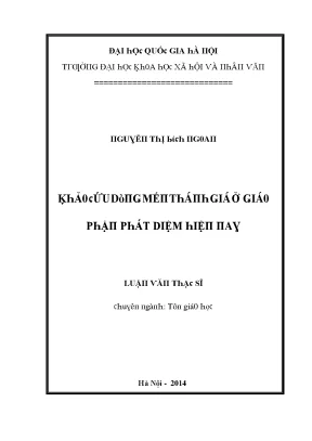 Khảo sát dòng Mến Thánh Giá tại giáo phận Phát Diệm hiện nay