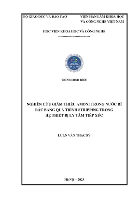 Nghiên Cứu Xử Lý Amoni Trong Nước Rỉ Rác Bằng Phương