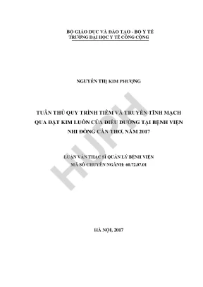 Tuân Thủ Quy Trình Tiêm và Truyền Tĩnh Mạch Tại Bệnh