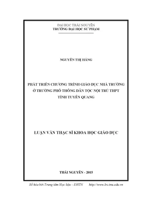 Phát Triển Chương Trình Giáo Dục Tại Trường Phổ Thông
