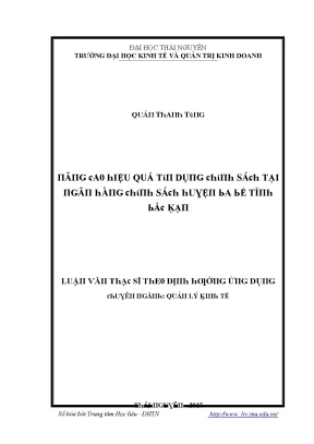Hiệu Quả Tín Dụng Tại Trường Đại Học Kinh Tế Và Quản Trị