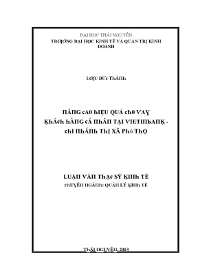 Tăng cường hiệu quả cho vay cá nhân tại VietinBank Phú Thọ