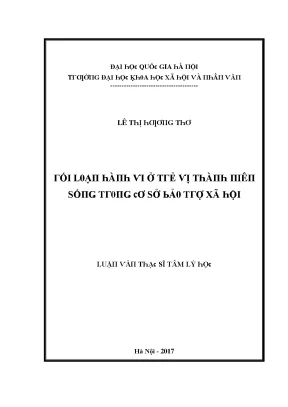 Rối Loạn Hành Vi Ở Trẻ Vị Thành Niên Tại Cơ Sở Bảo Trợ