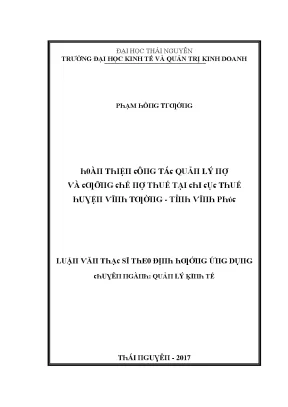 Quản Lý Thuế Tại Thái Nguyên: Phân Tích và Đánh Giá