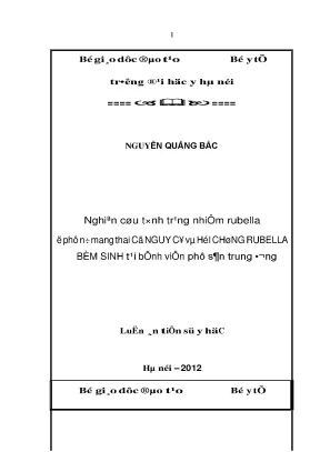 Nghiên cứu tình trạng nhiễm rubella ở phụ nữ mang thai