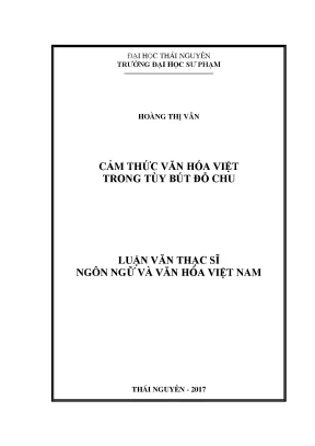 Cảm Thức Văn Hóa Việt Trong Tùy Bút Đỗ Chu