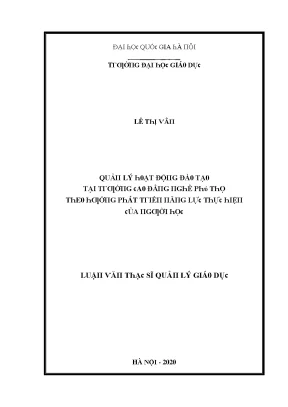 Quản lý hoạt động đào tạo tại Trường Đại học Giáo dục Hà Nội