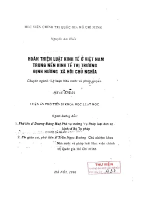 Hoàn thiện luật kinh tế Việt Nam trong nền kinh tế thị 