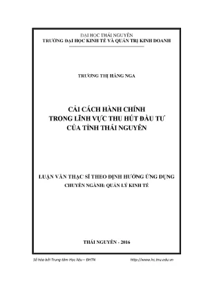 Cải Cách Hành Chính Để Thu Hút Đầu Tư Tại Tỉnh Thái Nguyên