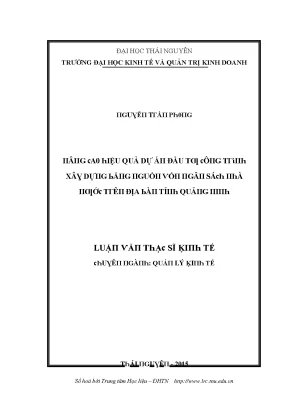 Hiệu Quả Dự Án Đầu Tư Tại Trường Đại Học Kinh Tế Và Quản