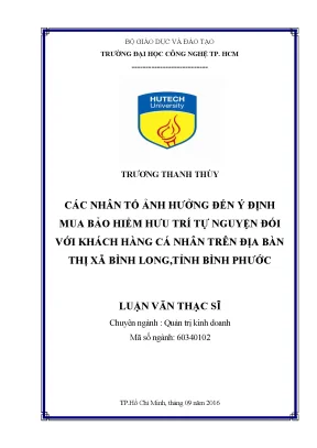 Nhân Tố Ảnh Hưởng Đến Ý Định Mua Bảo Hiểm Hưu Trí Tự