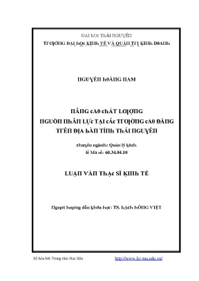 Nâng cao chất lượng nguồn nhân lực tại các trường cao
