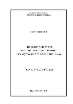 Nghiên Cứu Tính Chất Phức Chất Benzoat Của Nguyên Tố Đất