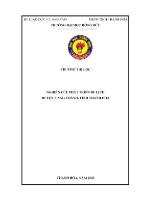 Nghiên Cứu Phát Triển Du Lịch Huyện Lang Chánh, Tỉnh 