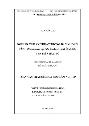 Nghiên Cứu Kỹ Thuật Trồng Bần Không Cánh Ở Vùng Ven Biển