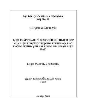 Quản lý giáo viên chủ nhiệm lớp tại trường THPT Yên Bái: