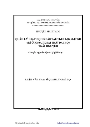 Quản lý hoạt động đào tạo tại Đại học Thái Nguyên