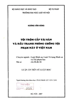 Đấu Tranh Phòng Chống Tội Trộm Cắp Tài Sản Tại Việt Nam