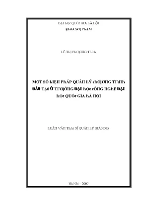 Biện Pháp Quản Lý Chương Trình Đào Tạo Tại Trường Đại